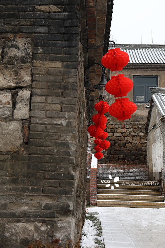 农村房屋雪景图片素材