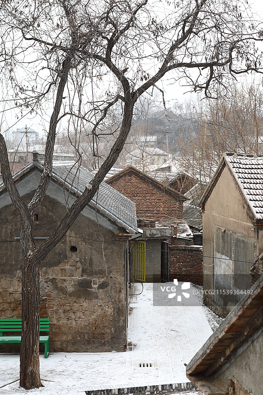 农村房屋雪景图片素材