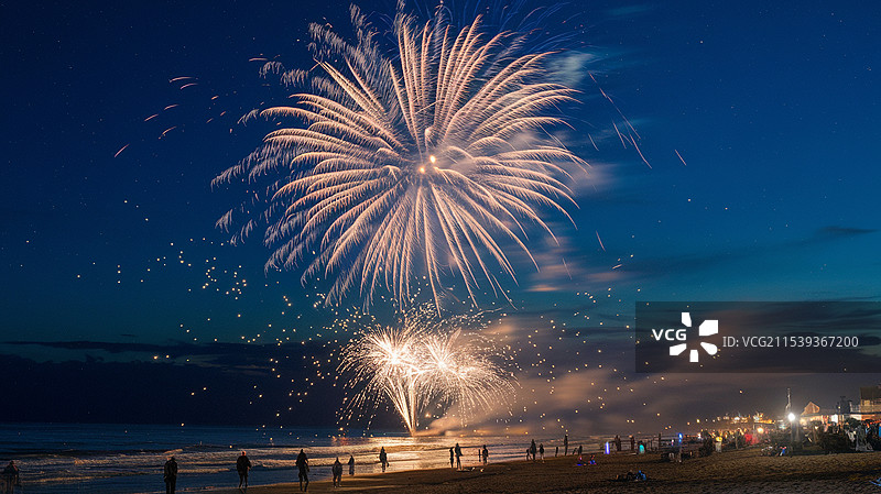 加州海滩烟花秀图片素材