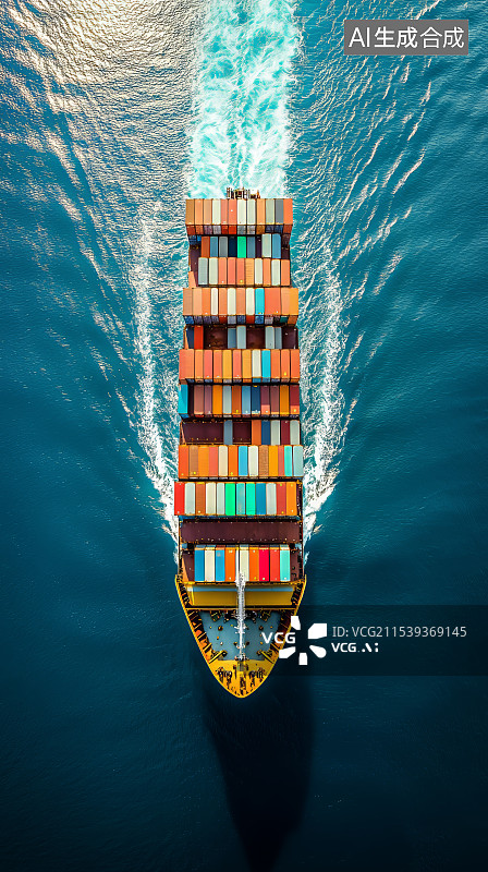 【AI数字艺术】巨大的海上货轮在海面上行驶图片素材