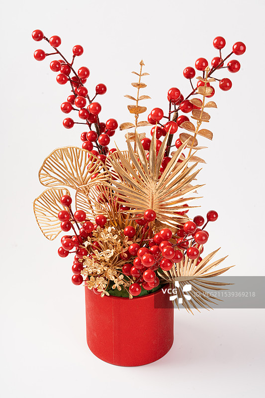 新年装饰果福桶白底图图片素材