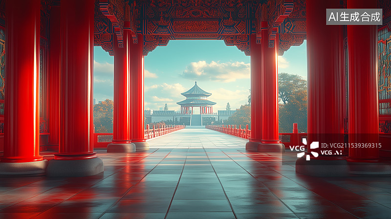 【AI数字艺术】中国风古代传统建筑图片素材