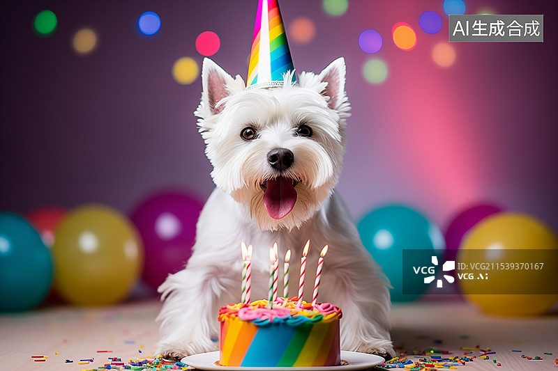 【AI数字艺术】小狗过生日图片素材