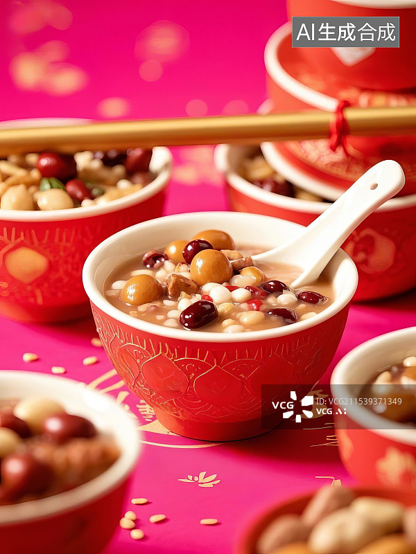 【AI数字艺术】春节场景过年腊八粥图片素材