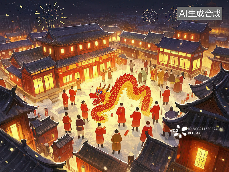 【AI数字艺术】新春龙舞闹元宵，喜庆祥和中国年图片素材