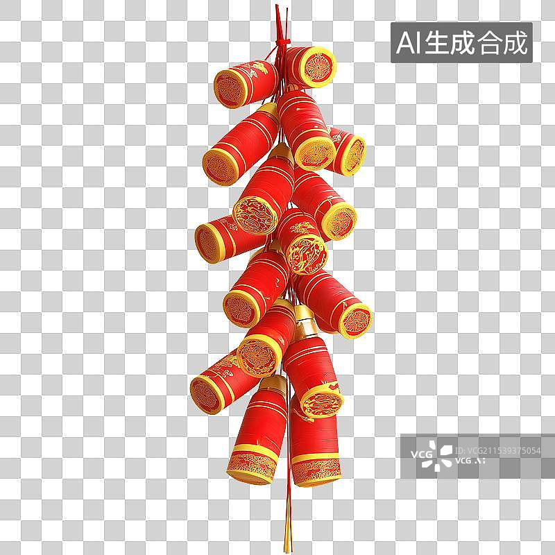 【AI数字艺术】传统节日3D元素鞭炮图片素材