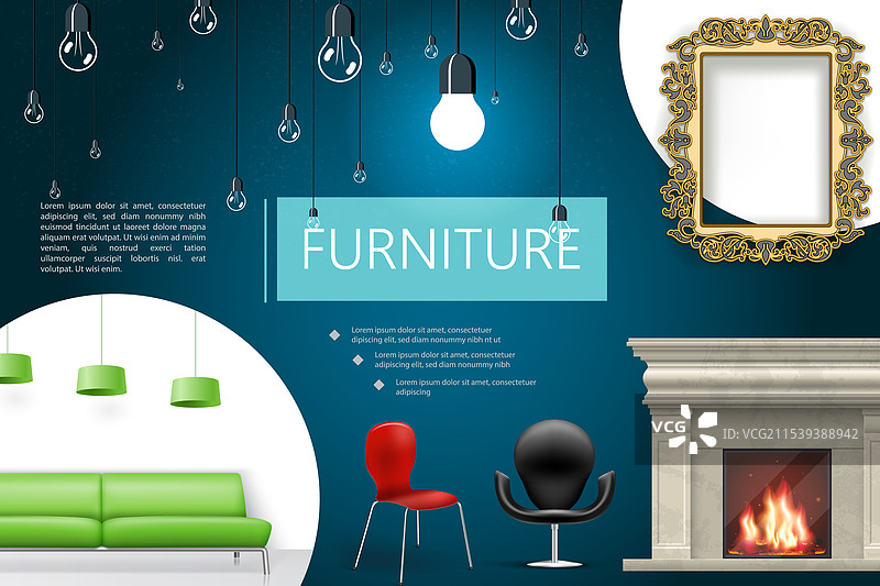 逼真的室内元素组合图片素材