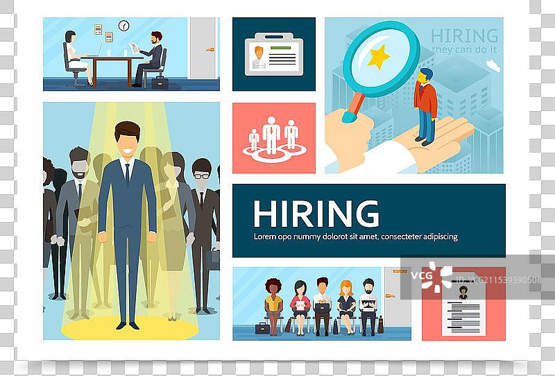 扁平化人力资源招聘构图图片素材
