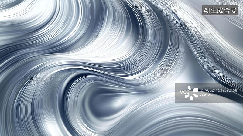 【AI数字艺术】抽象银色流线图案设计图片素材