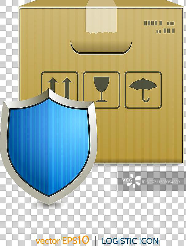 物流图标、箱子和盾牌图片素材