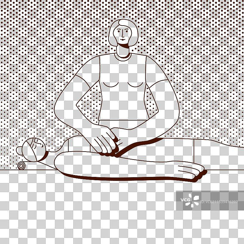 复古风格的腹部按摩治疗图片素材