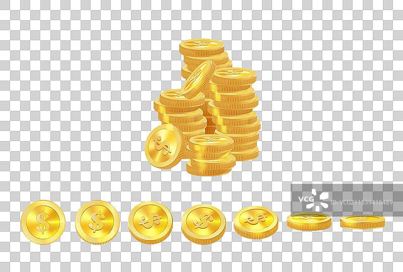 逼真的金币堆叠金钱图片素材