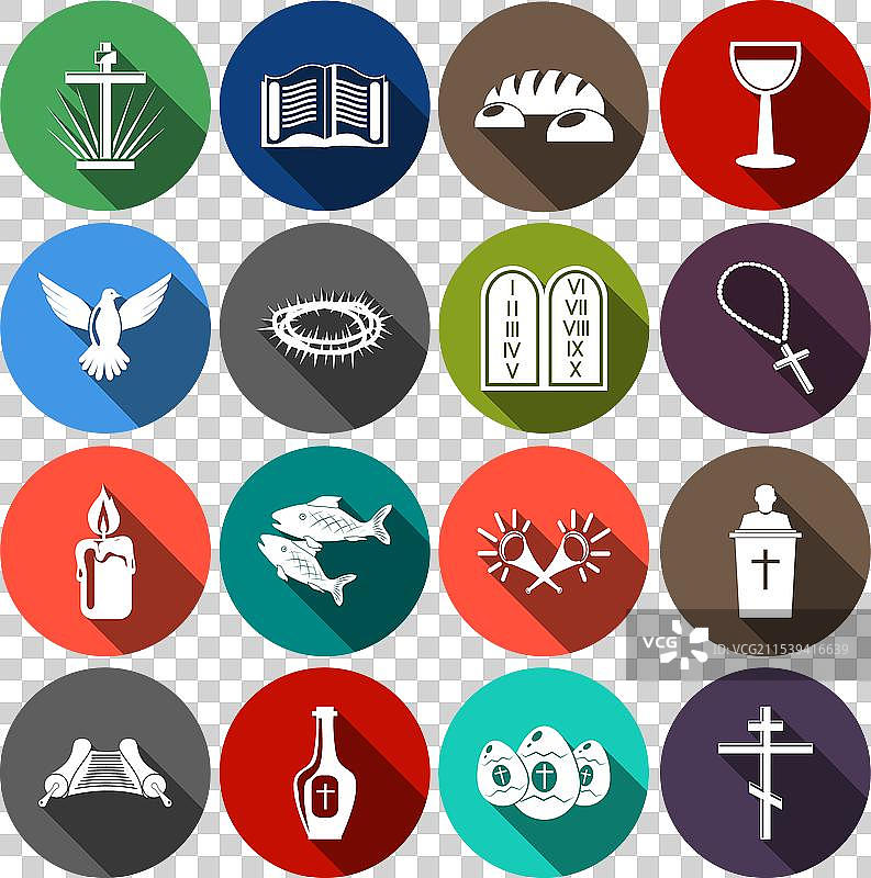基督教图标扁平设计集图片素材