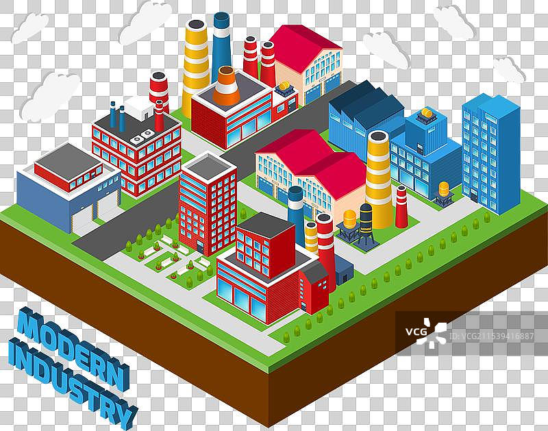 工业建筑等距图图片素材