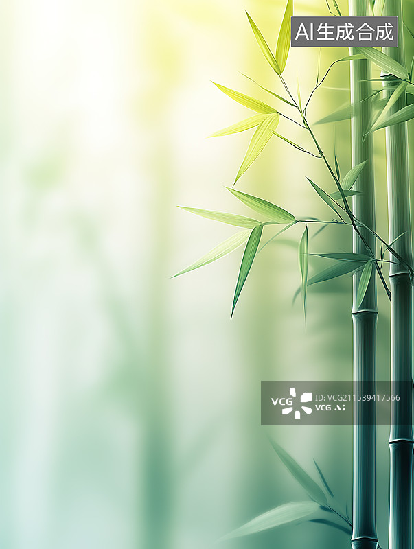 【AI数字艺术】翠绿清新风格竹林背景图片素材