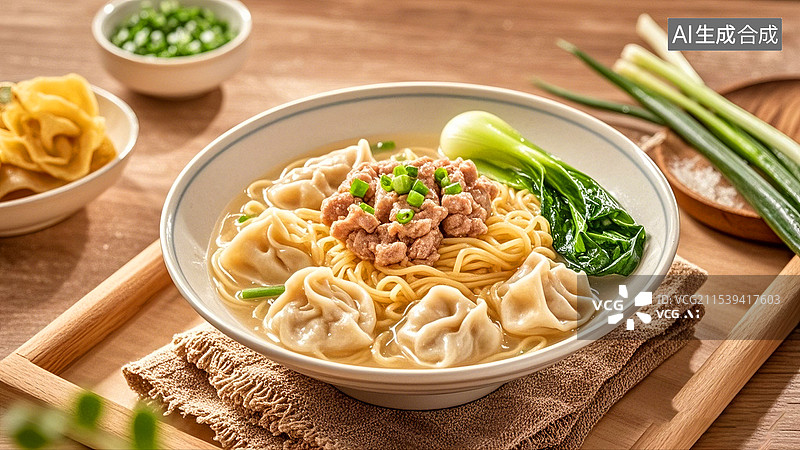 【AI数字艺术】中国美食面食面条广东云吞面图片素材