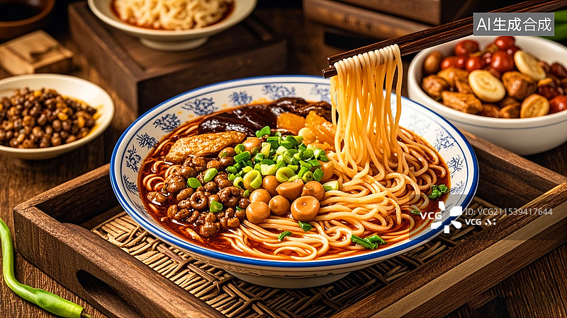 【AI数字艺术】中国美食面食面条贵州肠旺面图片素材