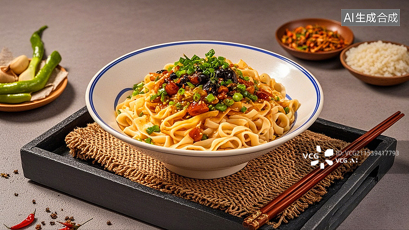 【AI数字艺术】中国美食面食面条山西油泼面图片素材