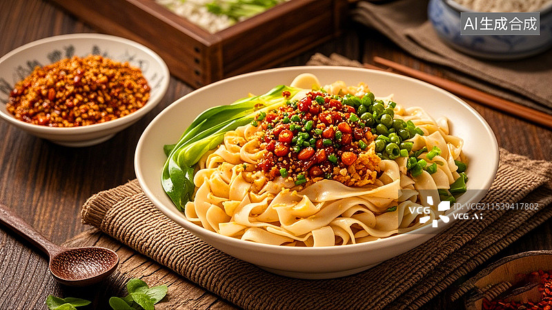 【AI数字艺术】中国美食面食面条山西油泼面图片素材