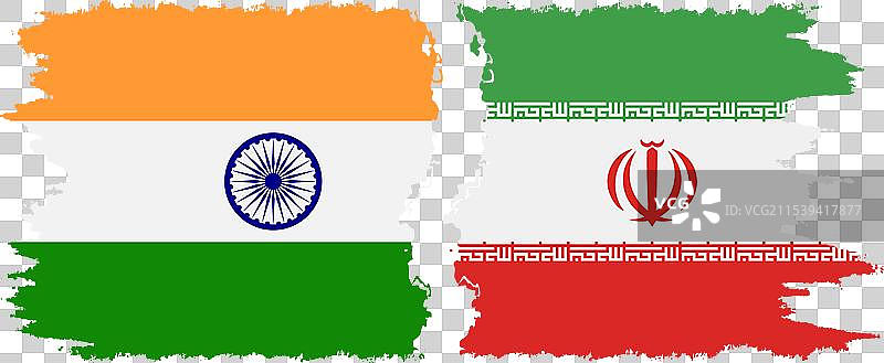 伊朗和印度的磨损国旗连接图片素材