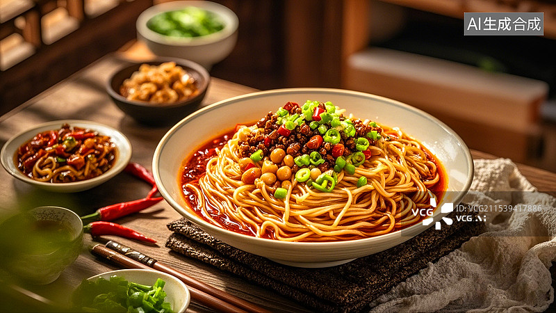 【AI数字艺术】中国美食面食面条四川担担面图片素材