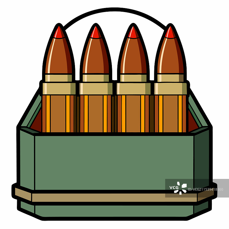 弹药扁平风格，孤立在白色背景上图片素材