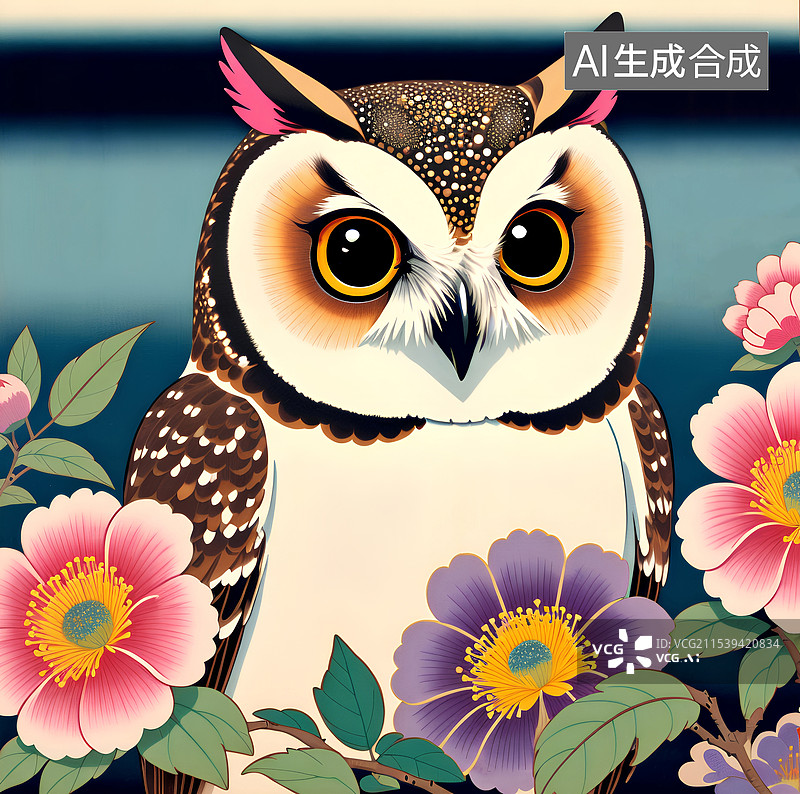 【AI数字艺术】复古装饰画 猫头鹰图片素材