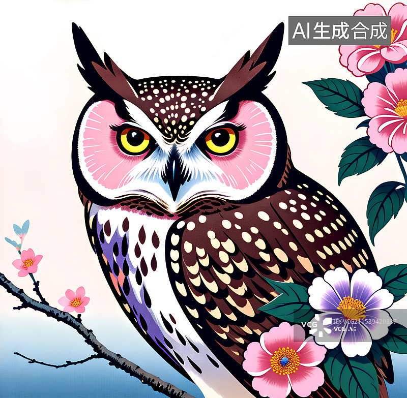 【AI数字艺术】复古装饰画 猫头鹰图片素材