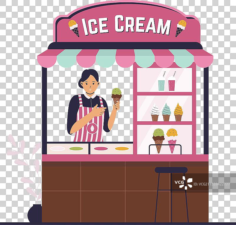 卖冰淇淋的平板车图片素材