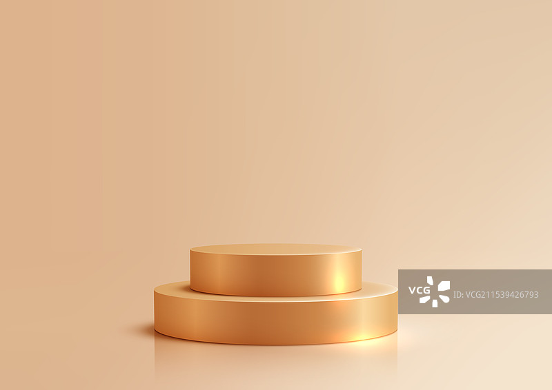金色的三维双层讲台，背景为米色图片素材