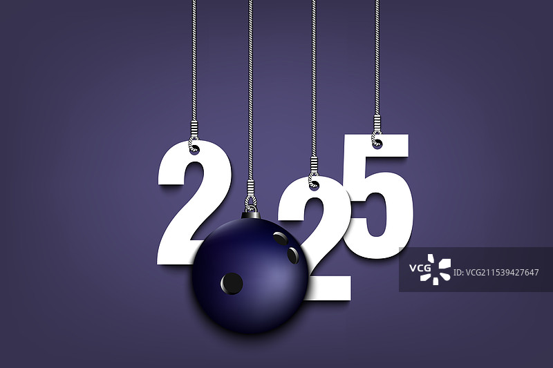 2025年新年快乐与保龄球图片素材