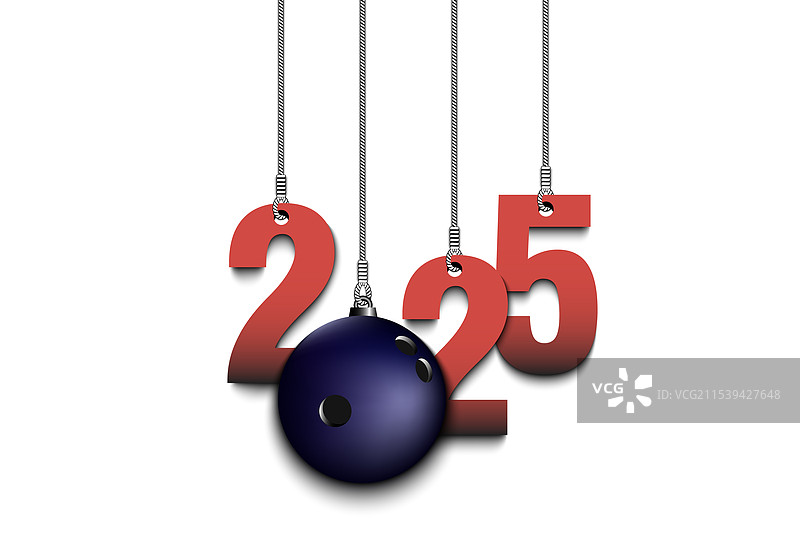 2025年新年快乐与保龄球图片素材