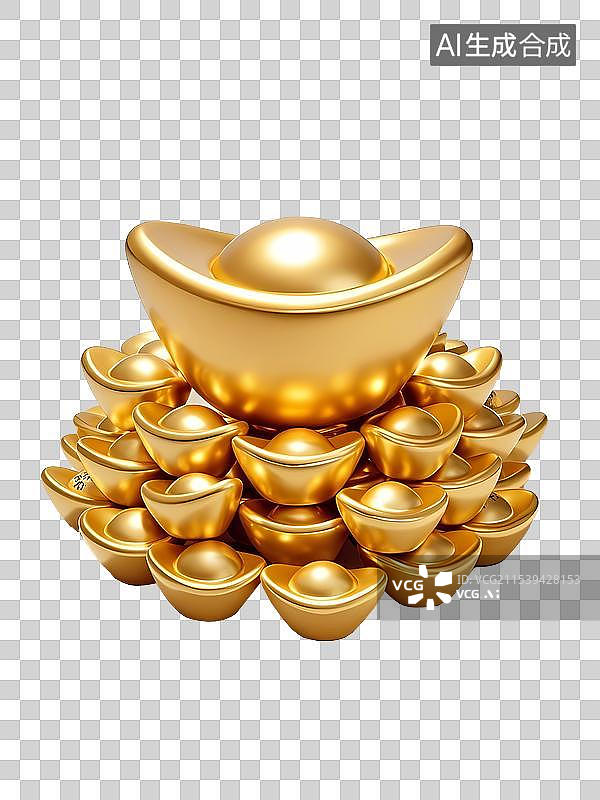 【AI数字艺术】3d-金元宝-元宝图片素材