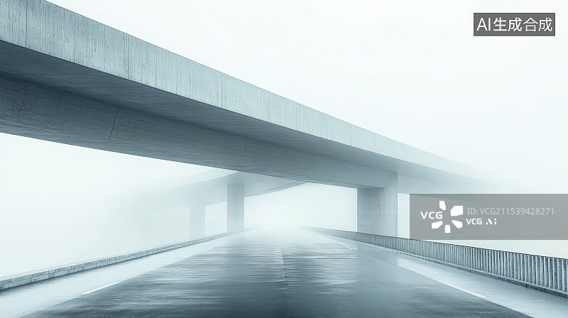 【AI数字艺术】空旷的城市高架桥道路背景图片素材