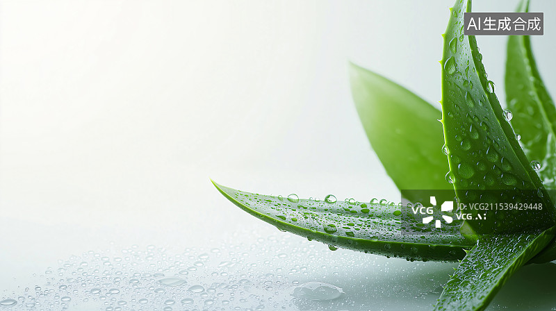 【AI数字艺术】芦荟背景图，凸显美容补水功效，清新自然，鲜活绿植蕴含天然滋养力，助益健康水润肌肤。图片素材