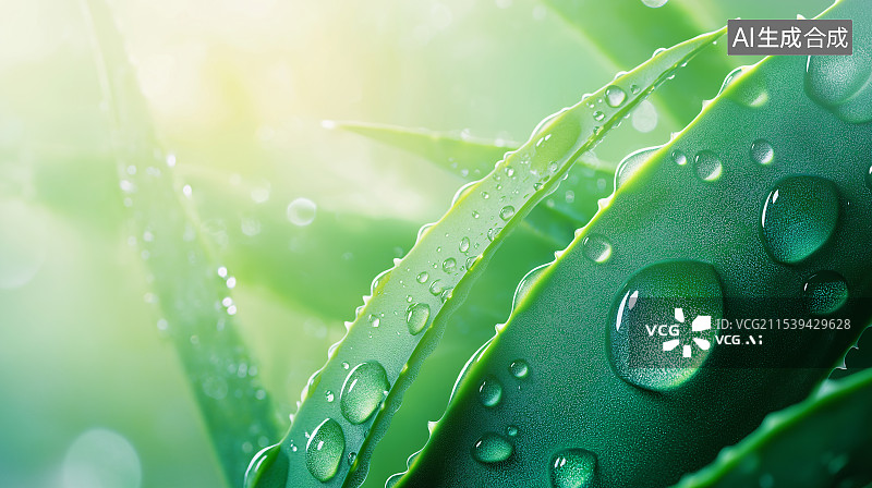 【AI数字艺术】芦荟背景图，凸显美容补水功效，清新自然，鲜活绿植蕴含天然滋养力，助益健康水润肌肤。图片素材