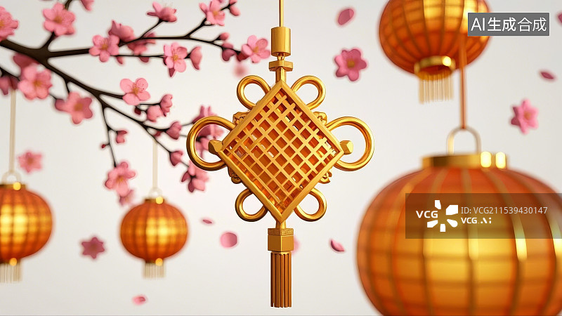 【AI数字艺术】中国新年元素，中国结图片素材