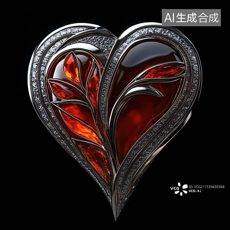 【AI数字艺术】华丽红宝石首饰、砖石、金属、C4D图片素材
