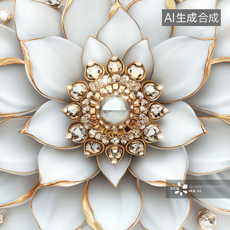 【AI数字艺术】花瓣型华丽宝石首饰、砖石、金属、C4D图片素材