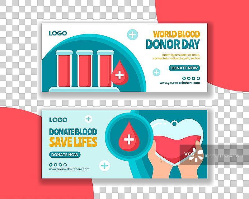 献血者日横幅平面卡通图图片素材