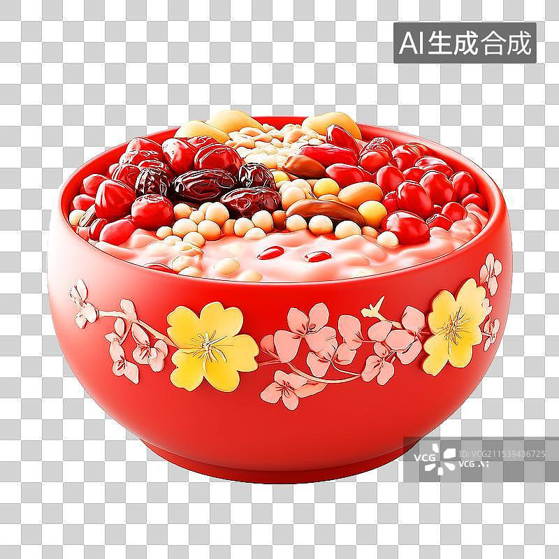 【AI数字艺术】3D免抠元素春节喜庆腊八粥八宝粥图片素材