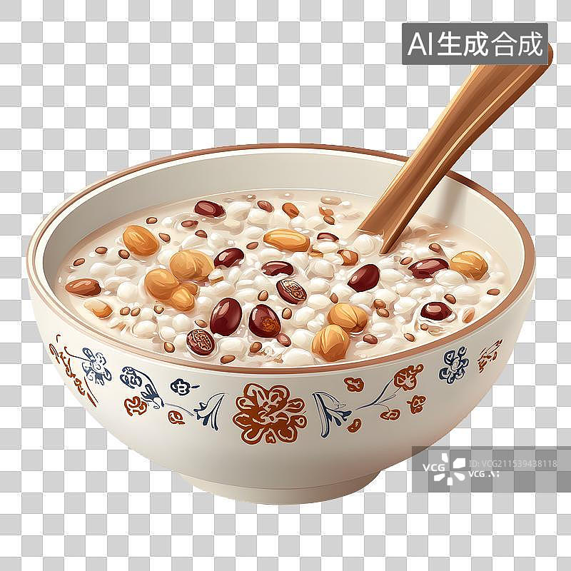 【AI数字艺术】AIGC：3D免扣设计元素素材 腊八粥八宝粥图片素材