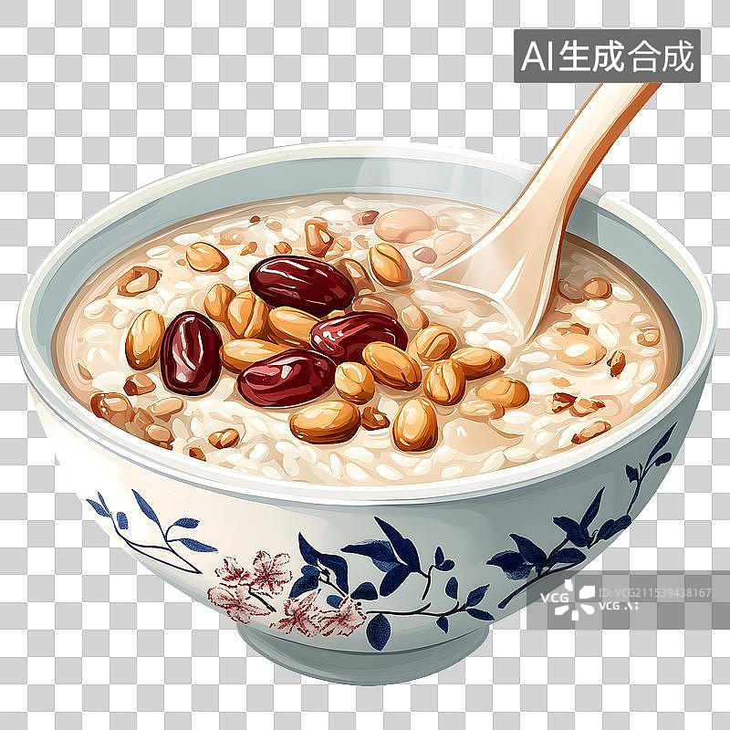 【AI数字艺术】AIGC：3D免扣设计元素素材 腊八粥八宝粥图片素材