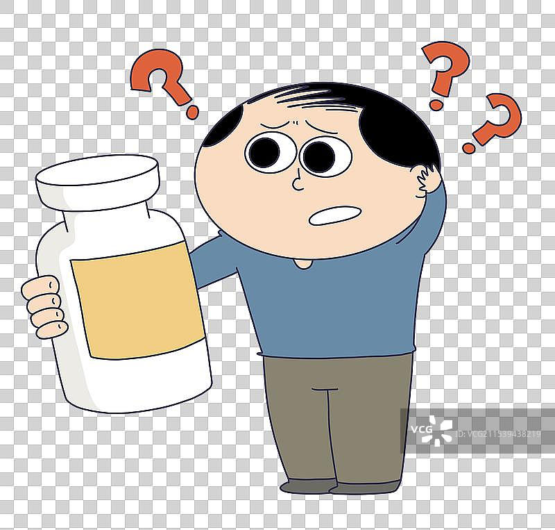 拿着药品疑惑疑问的人物图片素材