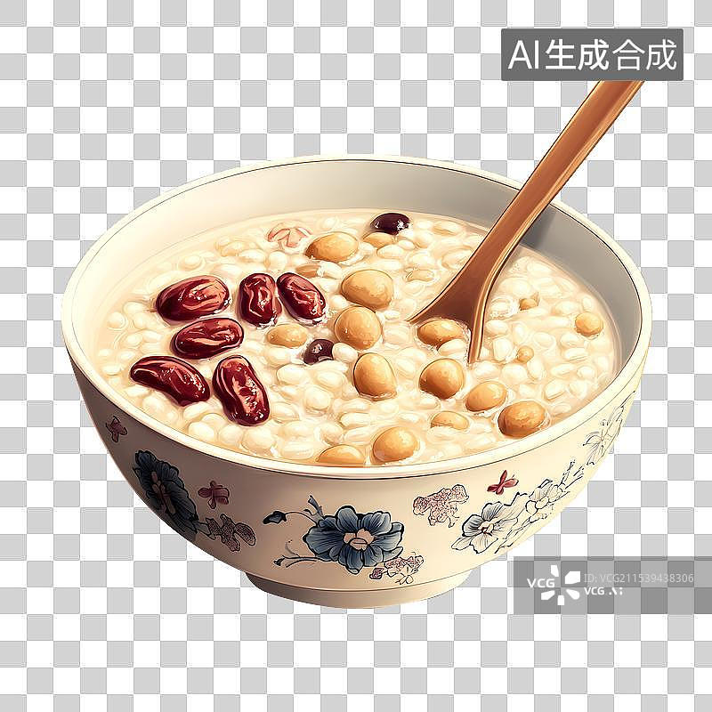 【AI数字艺术】AIGC：3D免扣设计元素素材 腊八粥八宝粥图片素材