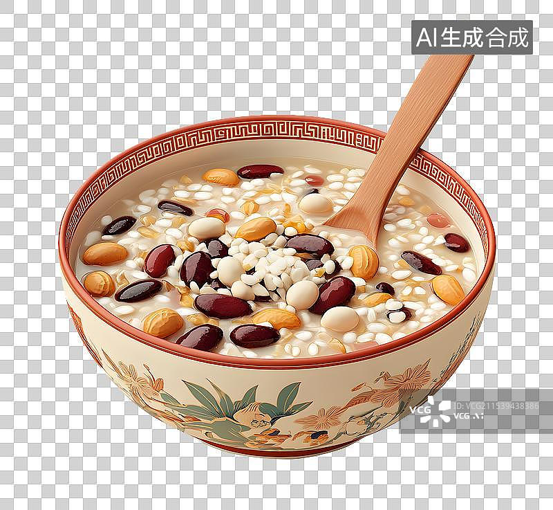 【AI数字艺术】AIGC：3D免扣设计元素素材 腊八粥八宝粥图片素材