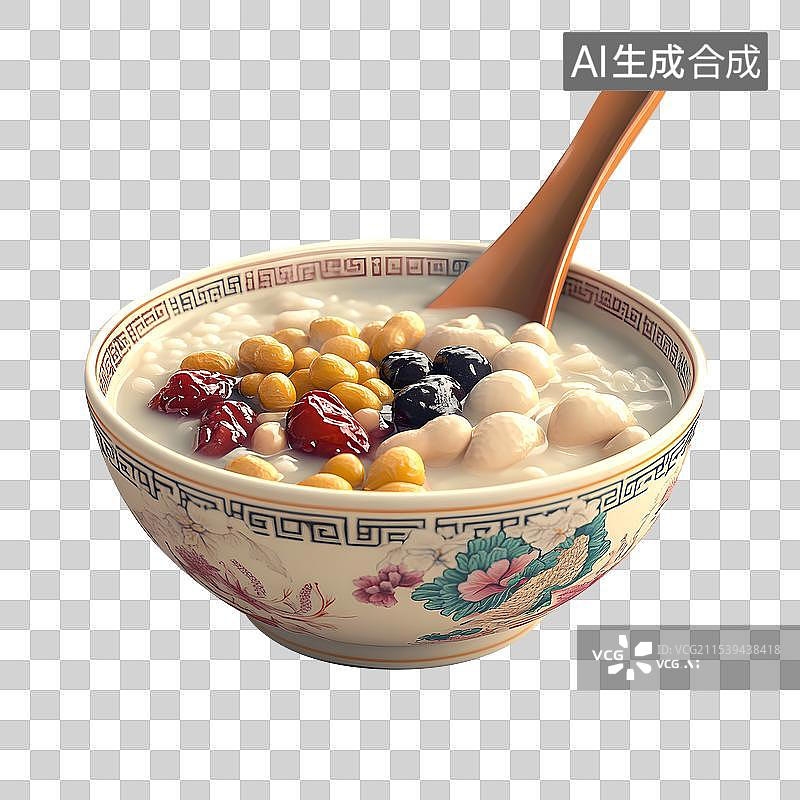 【AI数字艺术】AIGC：3D免扣设计元素素材 腊八粥八宝粥图片素材