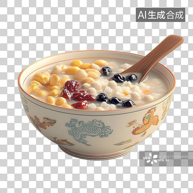 【AI数字艺术】AIGC：3D免扣设计元素素材 腊八粥八宝粥图片素材