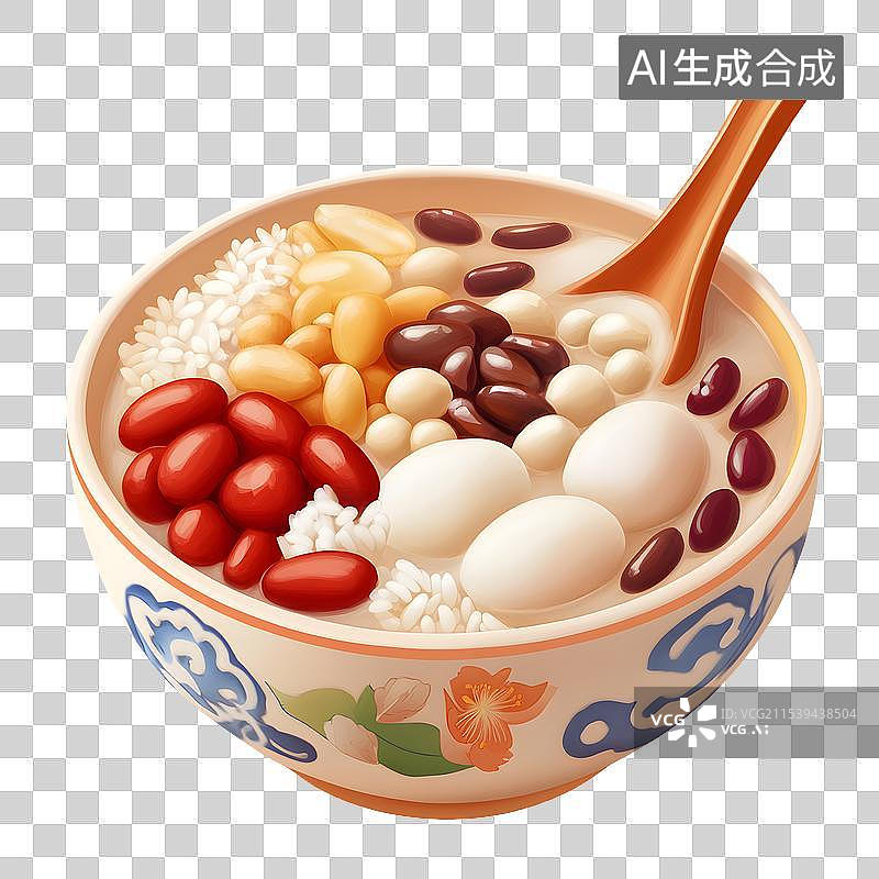 【AI数字艺术】AIGC：3D免扣设计元素素材 腊八粥八宝粥图片素材