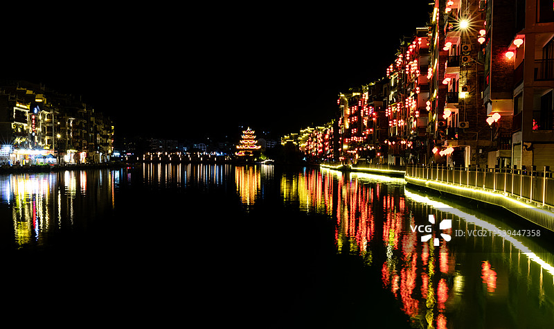 镇远古镇夜景图片素材